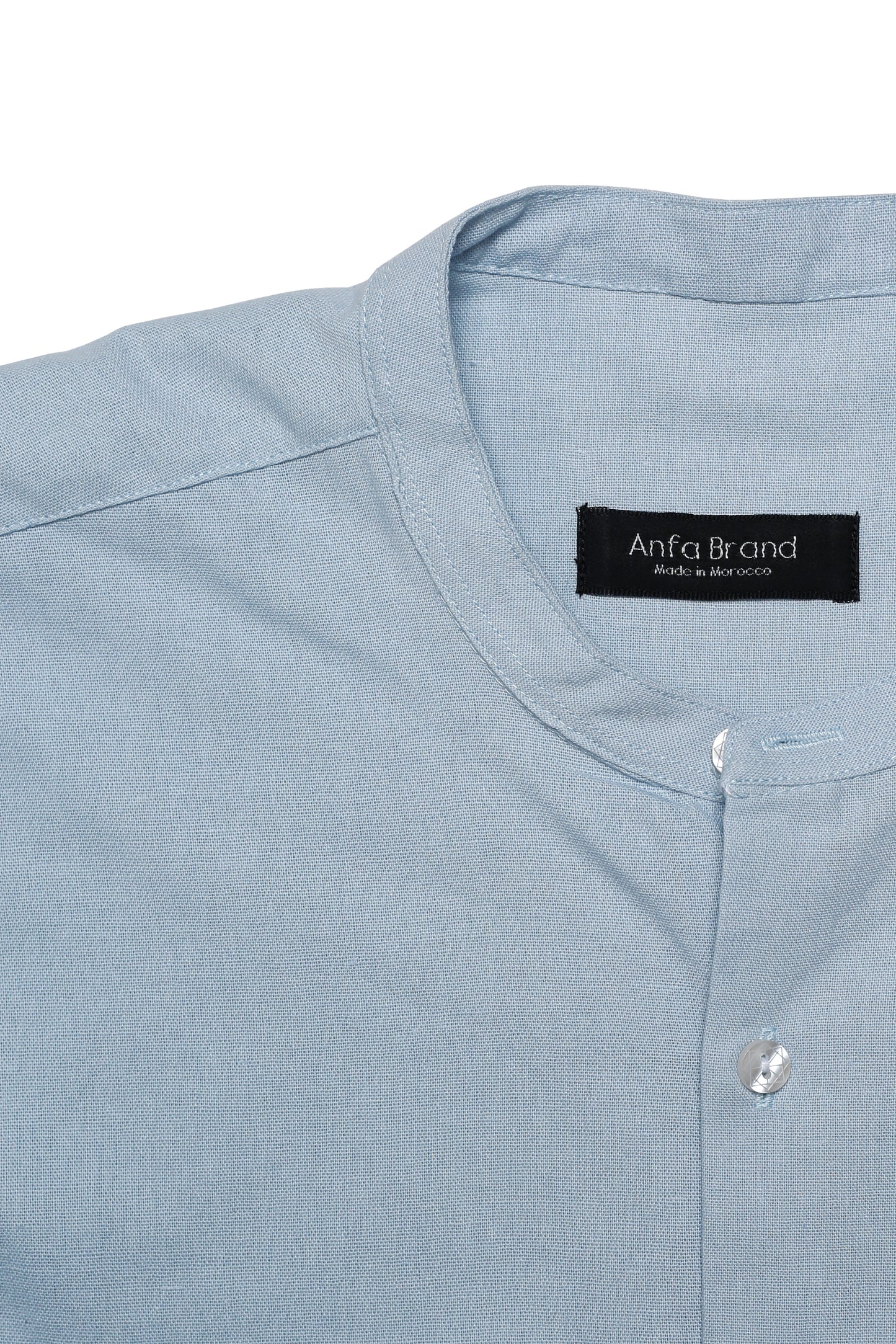 Ensemble col mao & short – Bleu ciel, élégance estivale décontractée