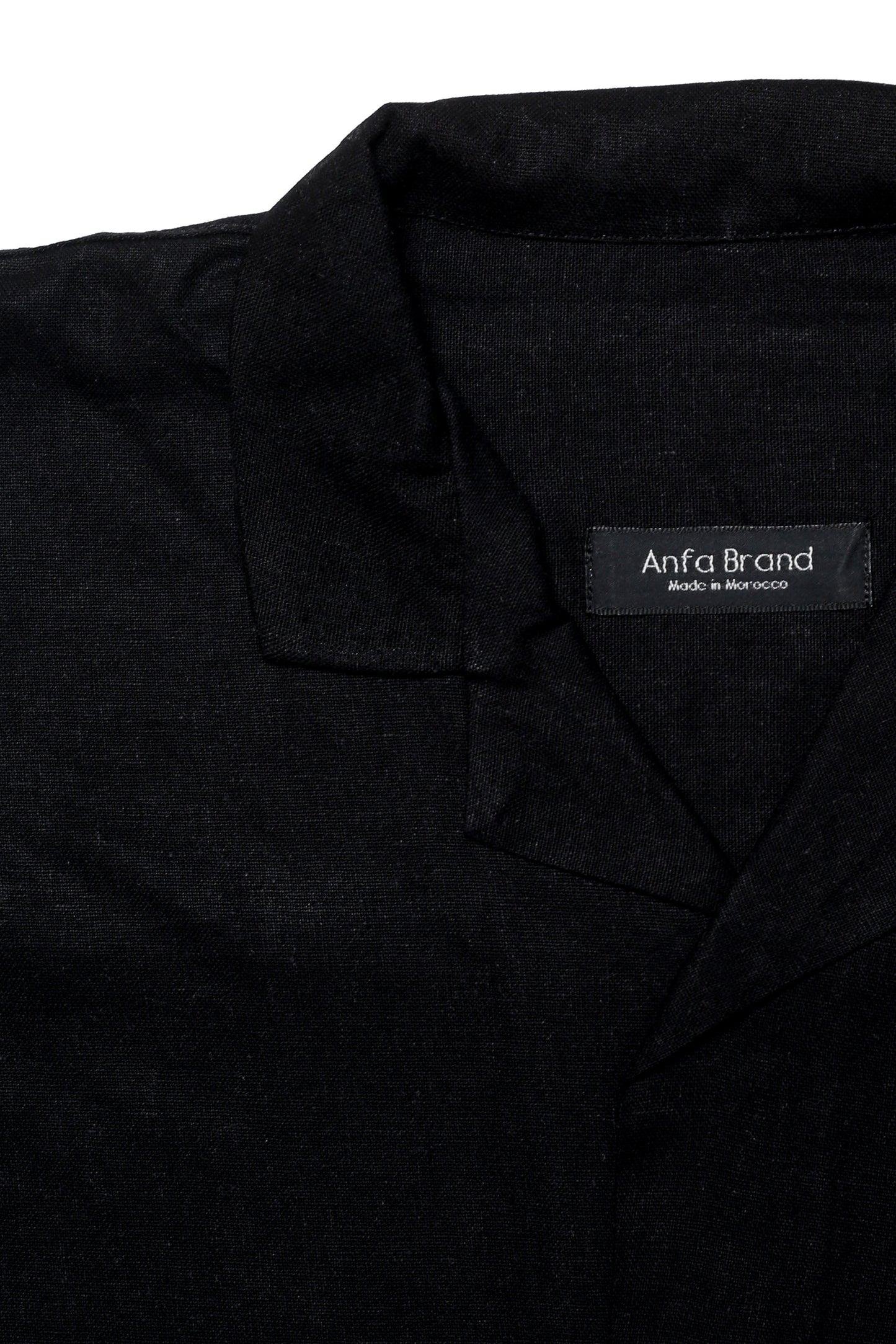 Ensemble Homme en Lin Noir – Chemise Col Cubain & Pantalon à Cordon