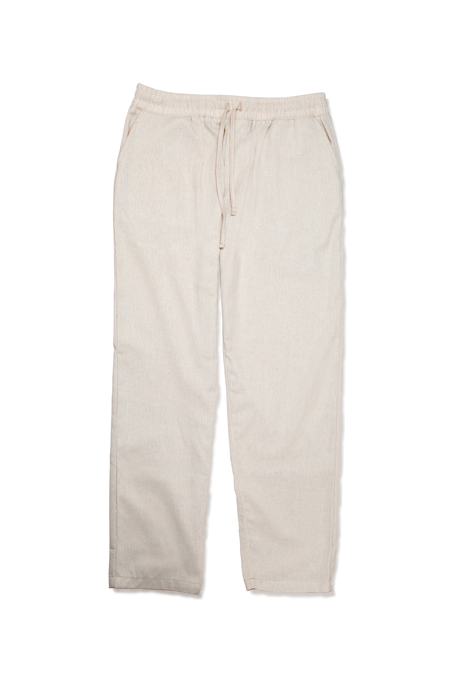 Ensemble Homme en Lin Écru – Chemise Col Cubain & Pantalon à Cordon