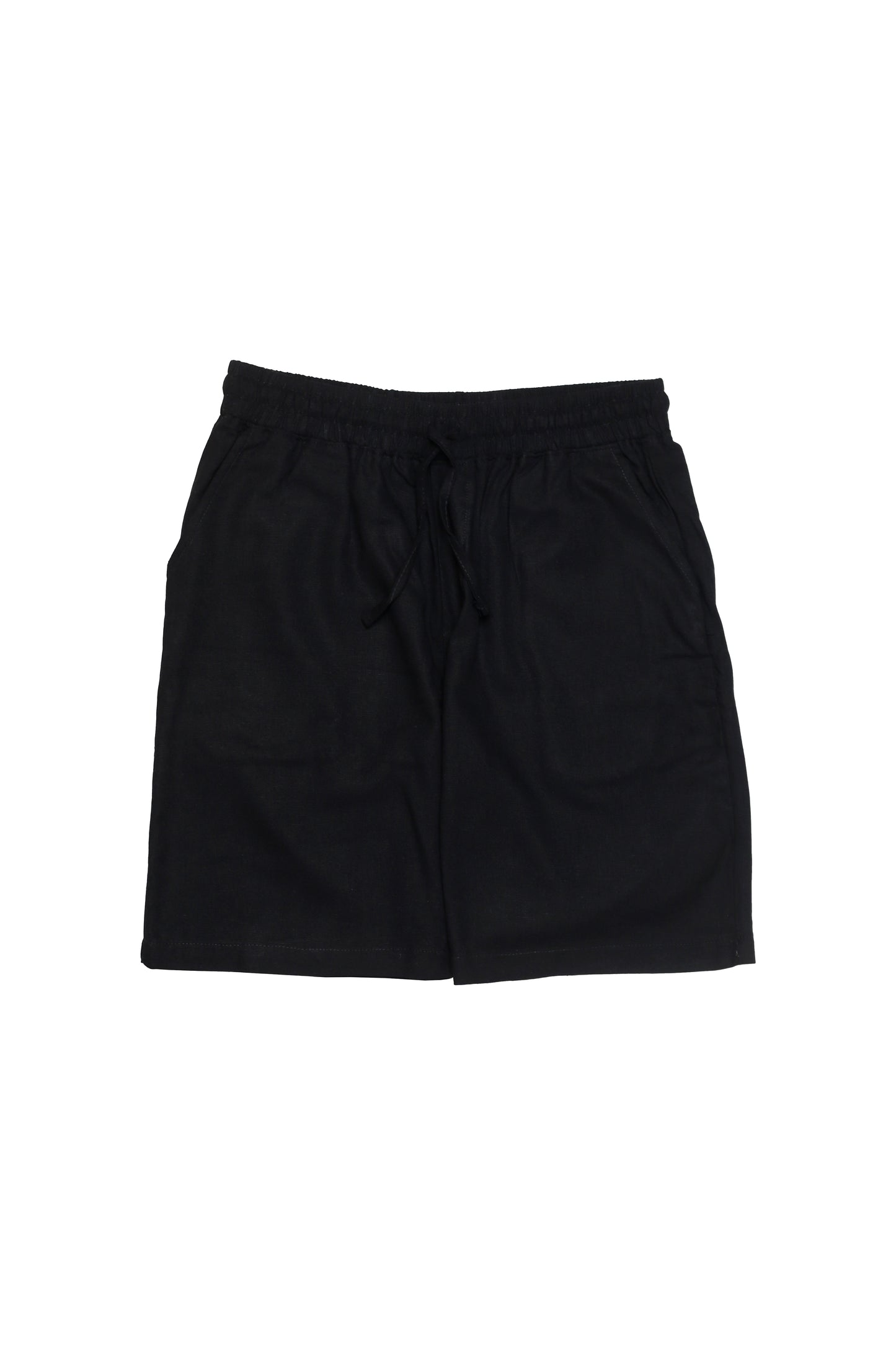 Ensemble chemise col mao & short en lin – Noir intemporel