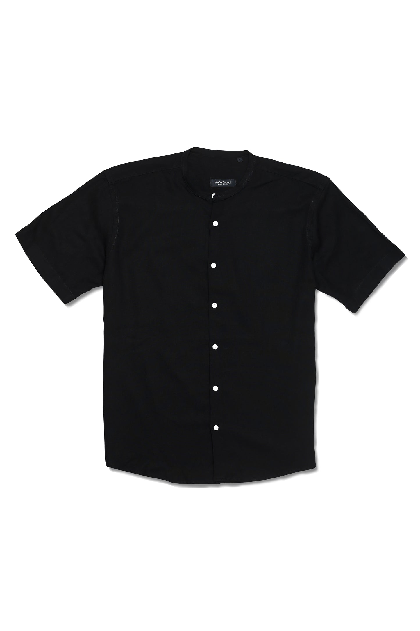 Ensemble chemise col mao & short en lin – Noir intemporel