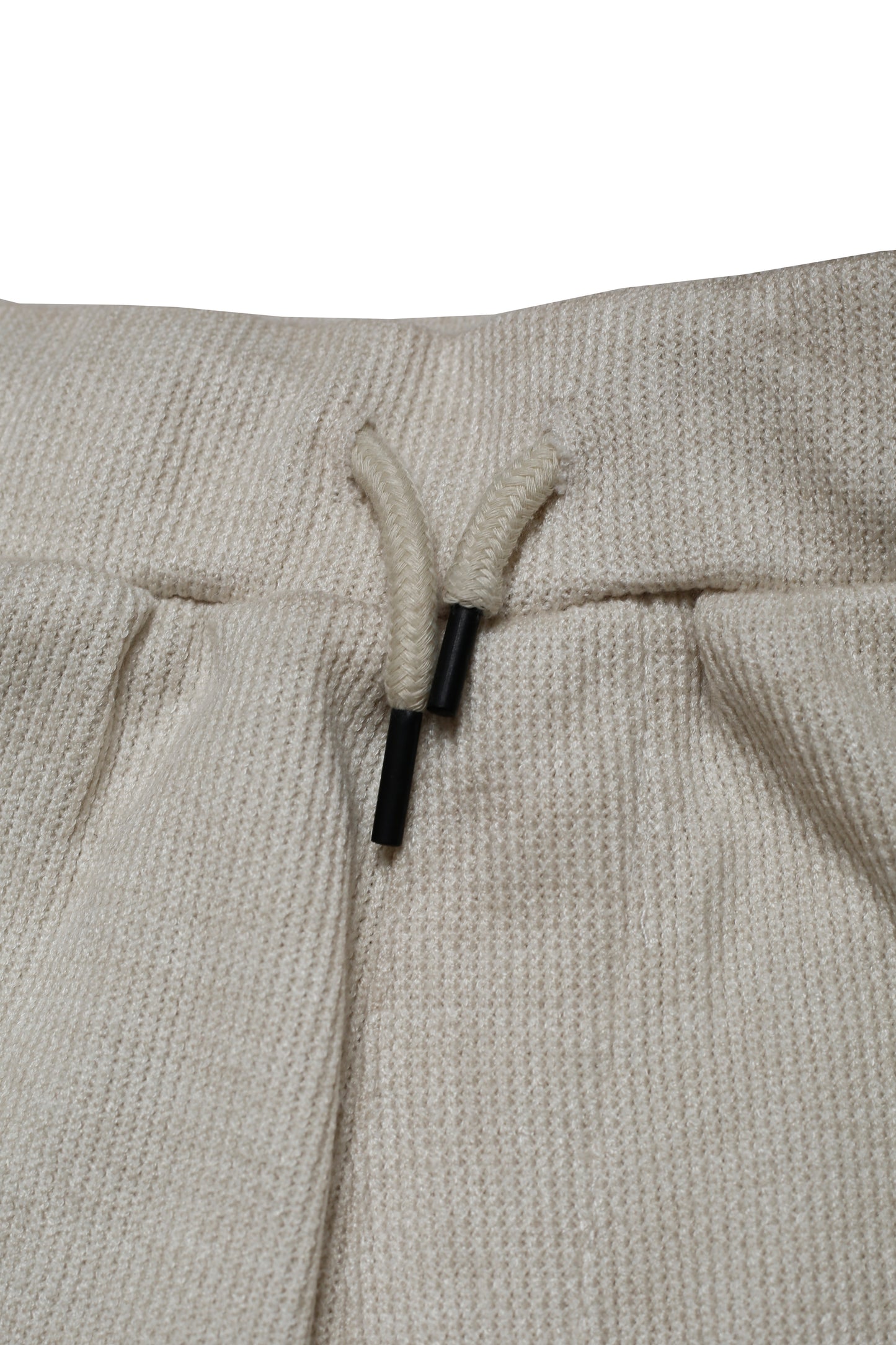 Ensemble Homme en Maille Texturée Sable – T-shirt Col Rond & Short à Cordon