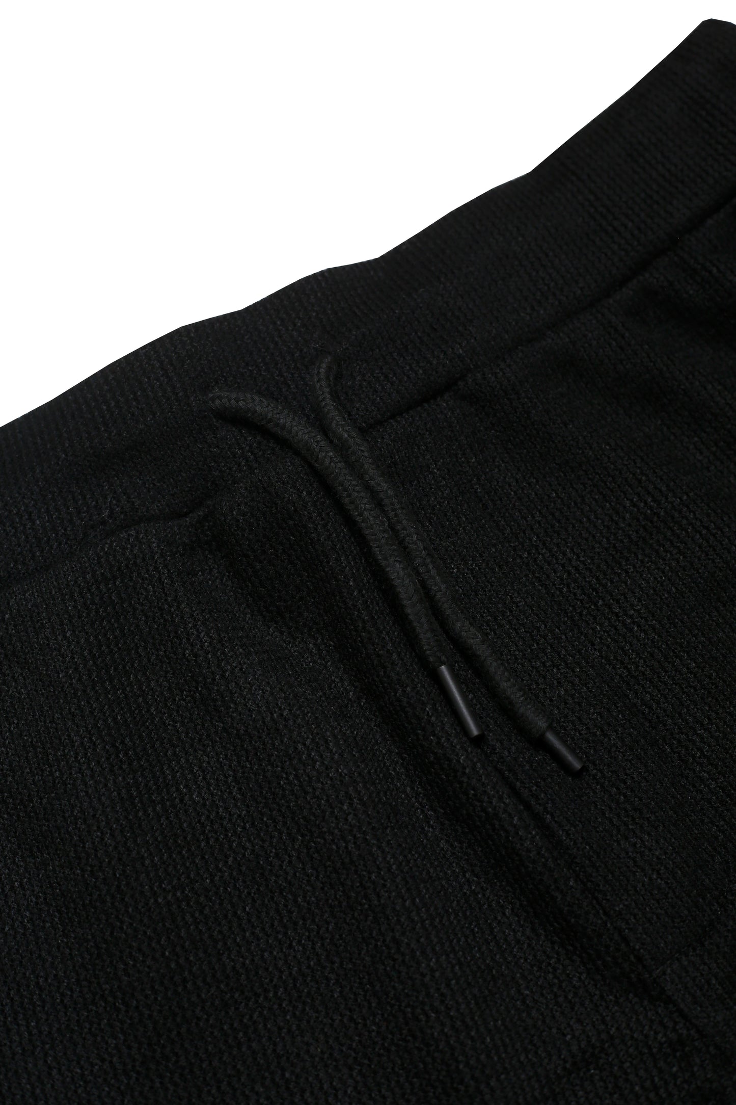 Ensemble Homme en Maille Texturée Noir – T-shirt Col Rond & Short à Cordon