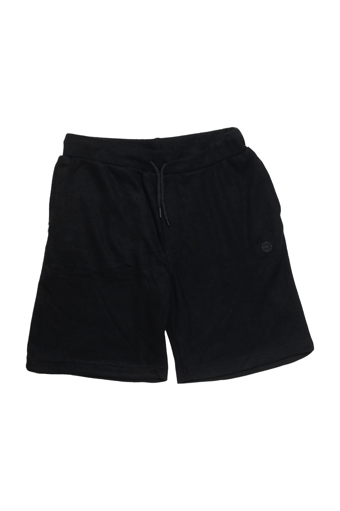 Ensemble Homme en Maille Texturée Noir – T-shirt Col Rond & Short à Cordon