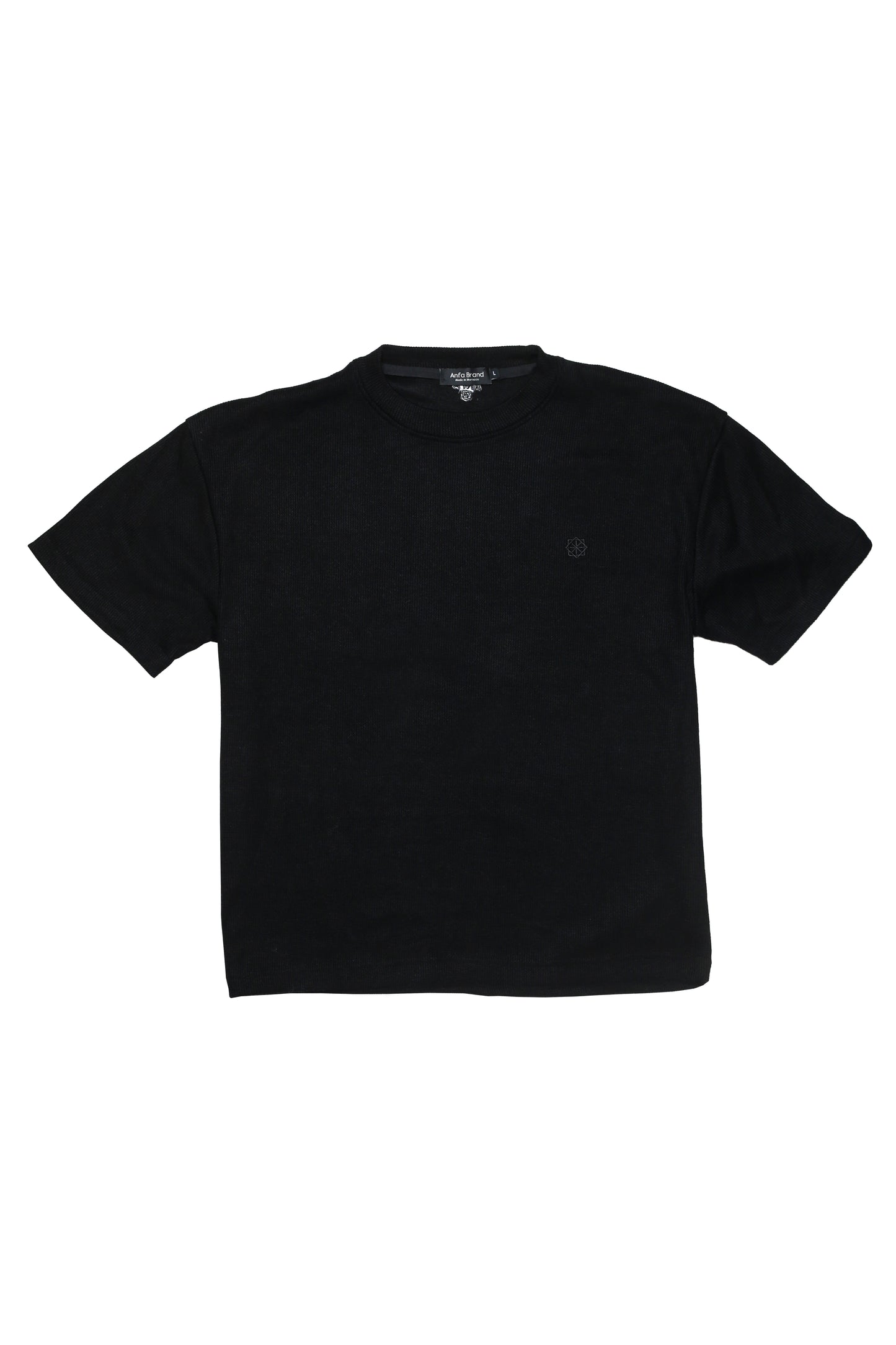 Ensemble Homme en Maille Texturée Noir – T-shirt Col Rond & Short à Cordon