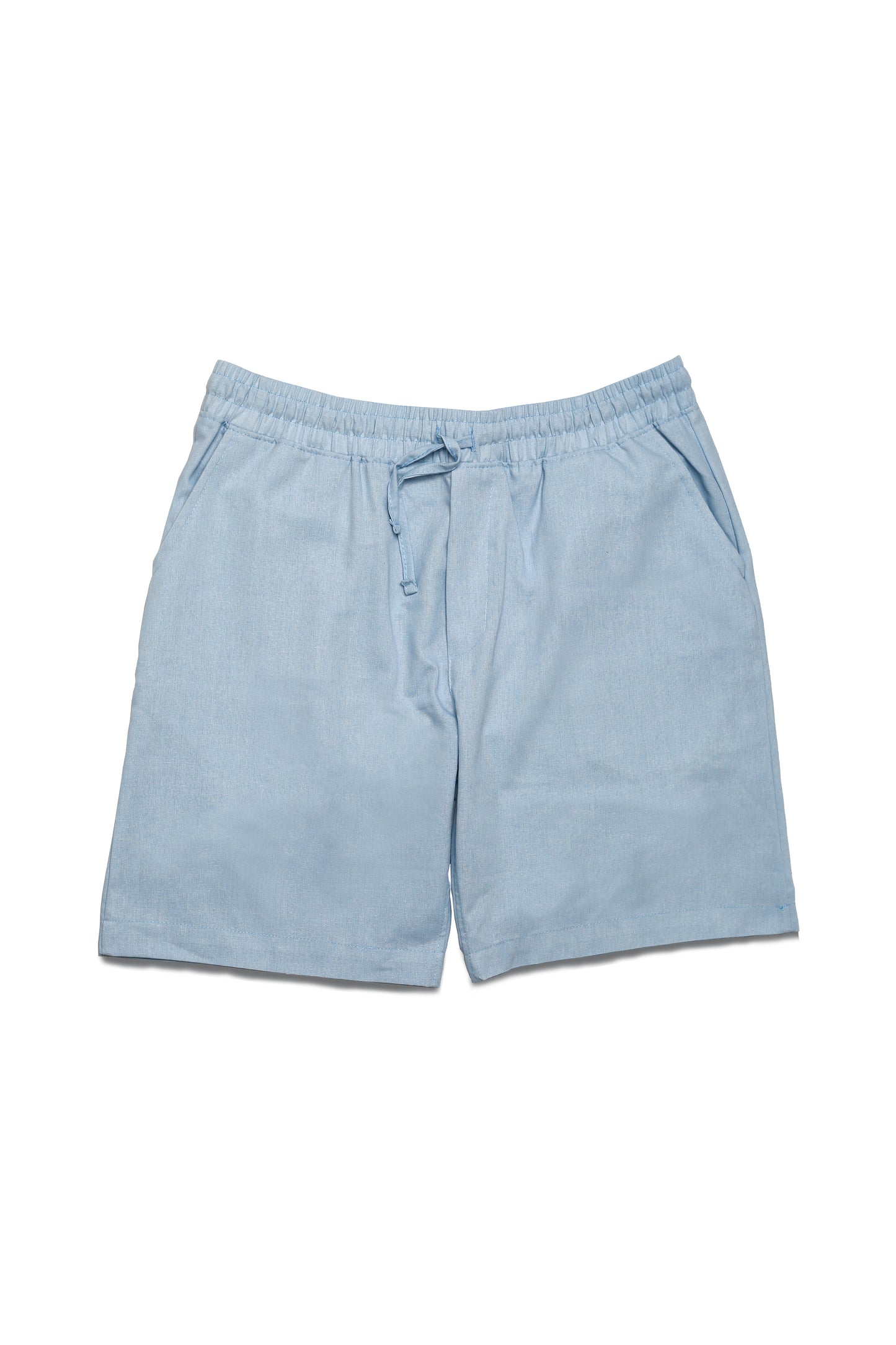 Ensemble col mao & short – Bleu ciel, élégance estivale décontractée
