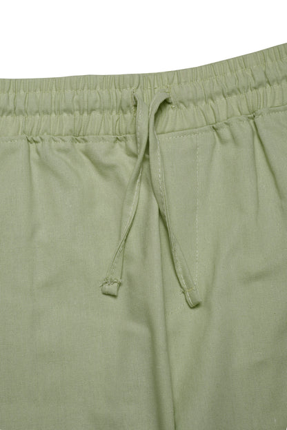 Ensemble en lin col mao & short – Vert sauge, fraîcheur estivale