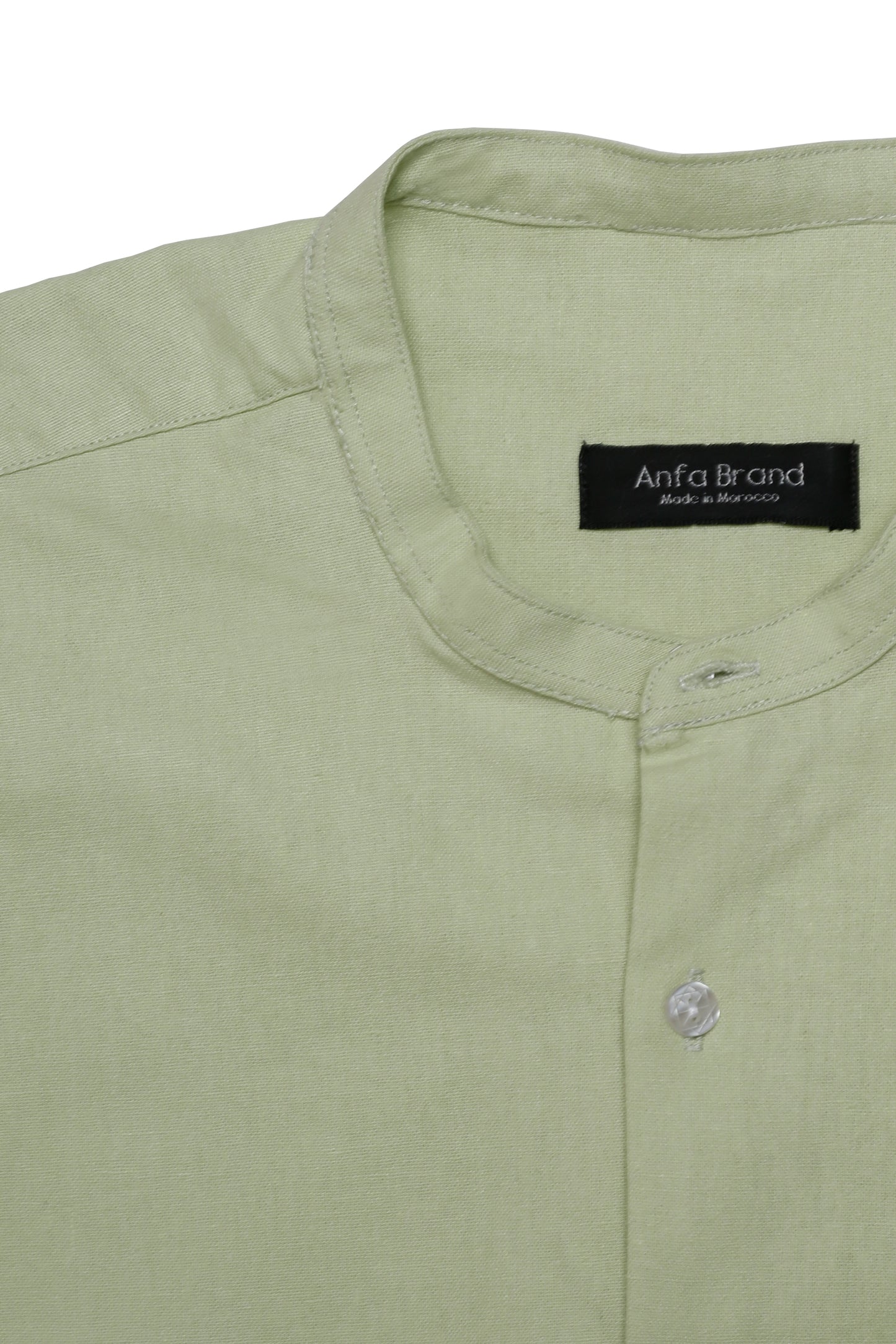 Ensemble en lin col mao & short – Vert sauge, fraîcheur estivale