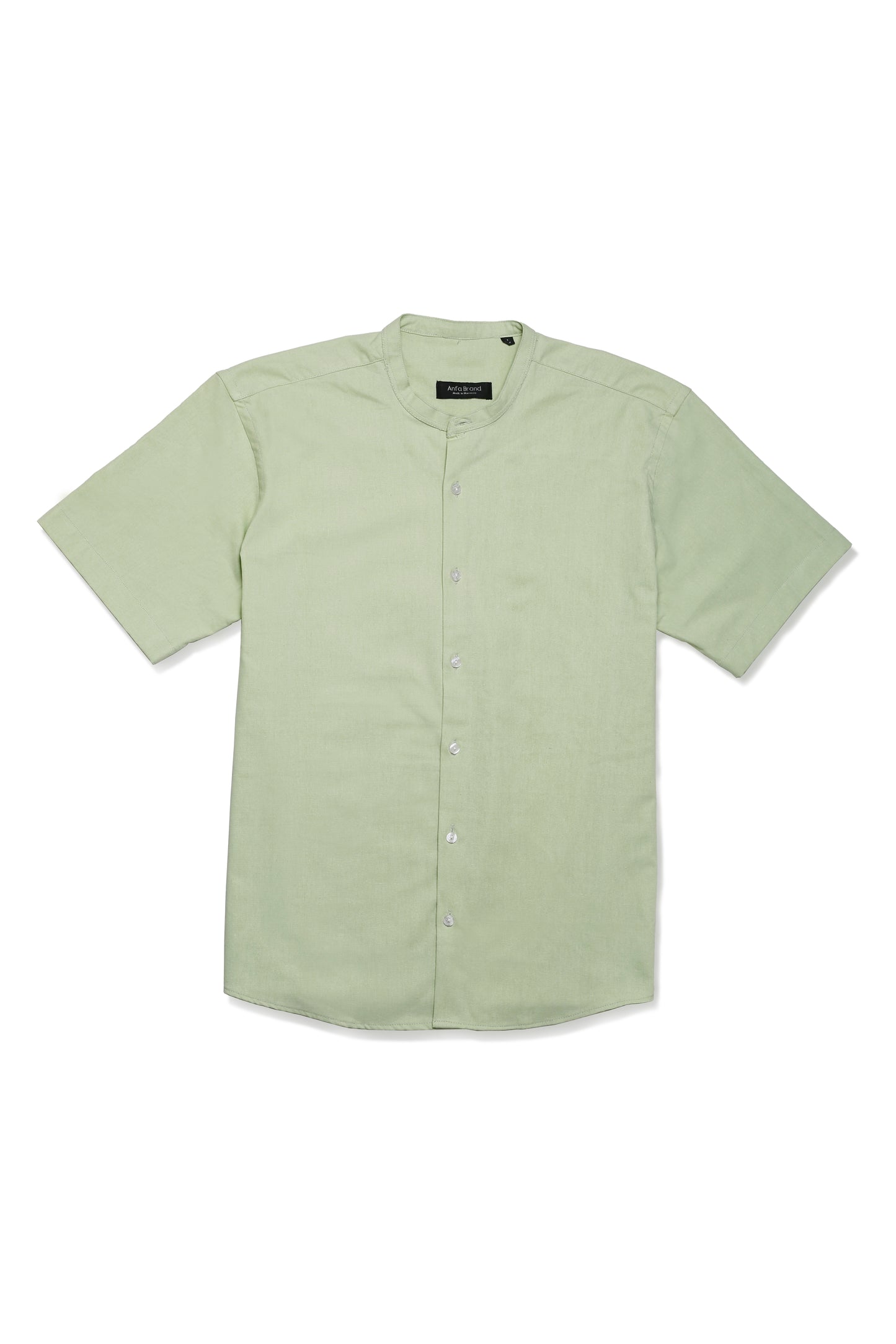 Ensemble en lin col mao & short – Vert sauge, fraîcheur estivale