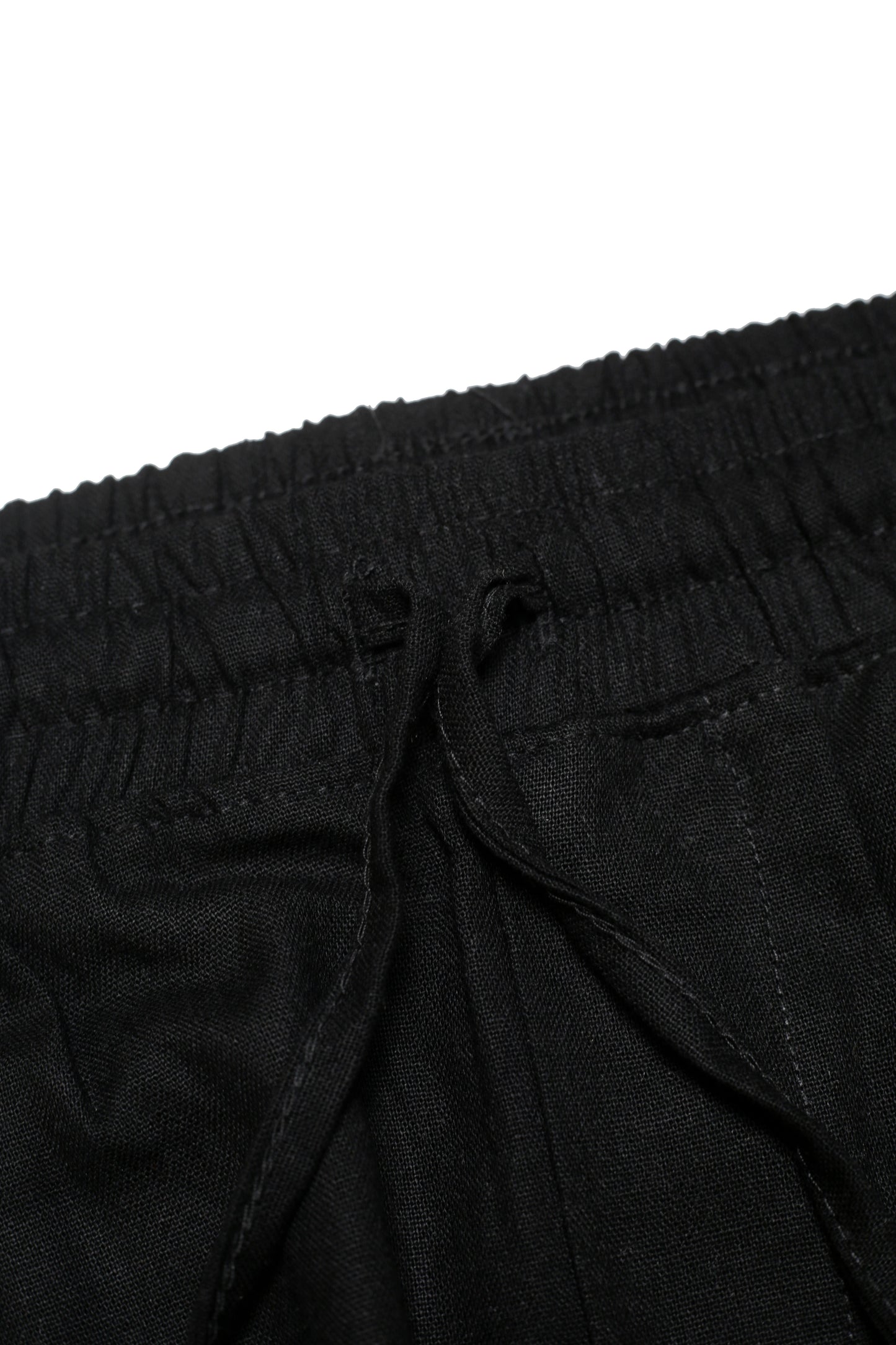 Ensemble Homme en Lin Noir – Chemise Col Cubain & Pantalon à Cordon