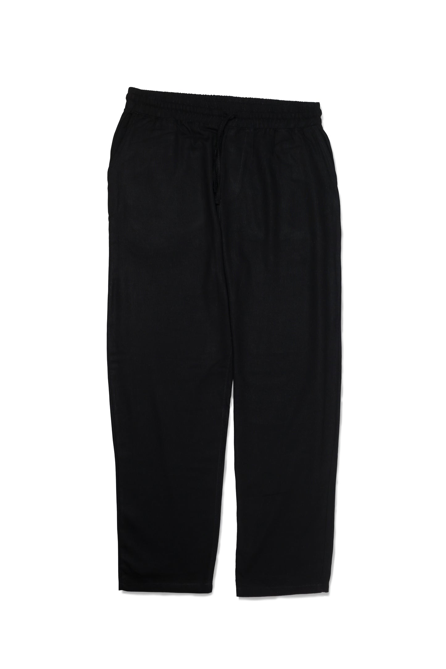 Ensemble Homme en Lin Noir – Chemise Col Cubain & Pantalon à Cordon