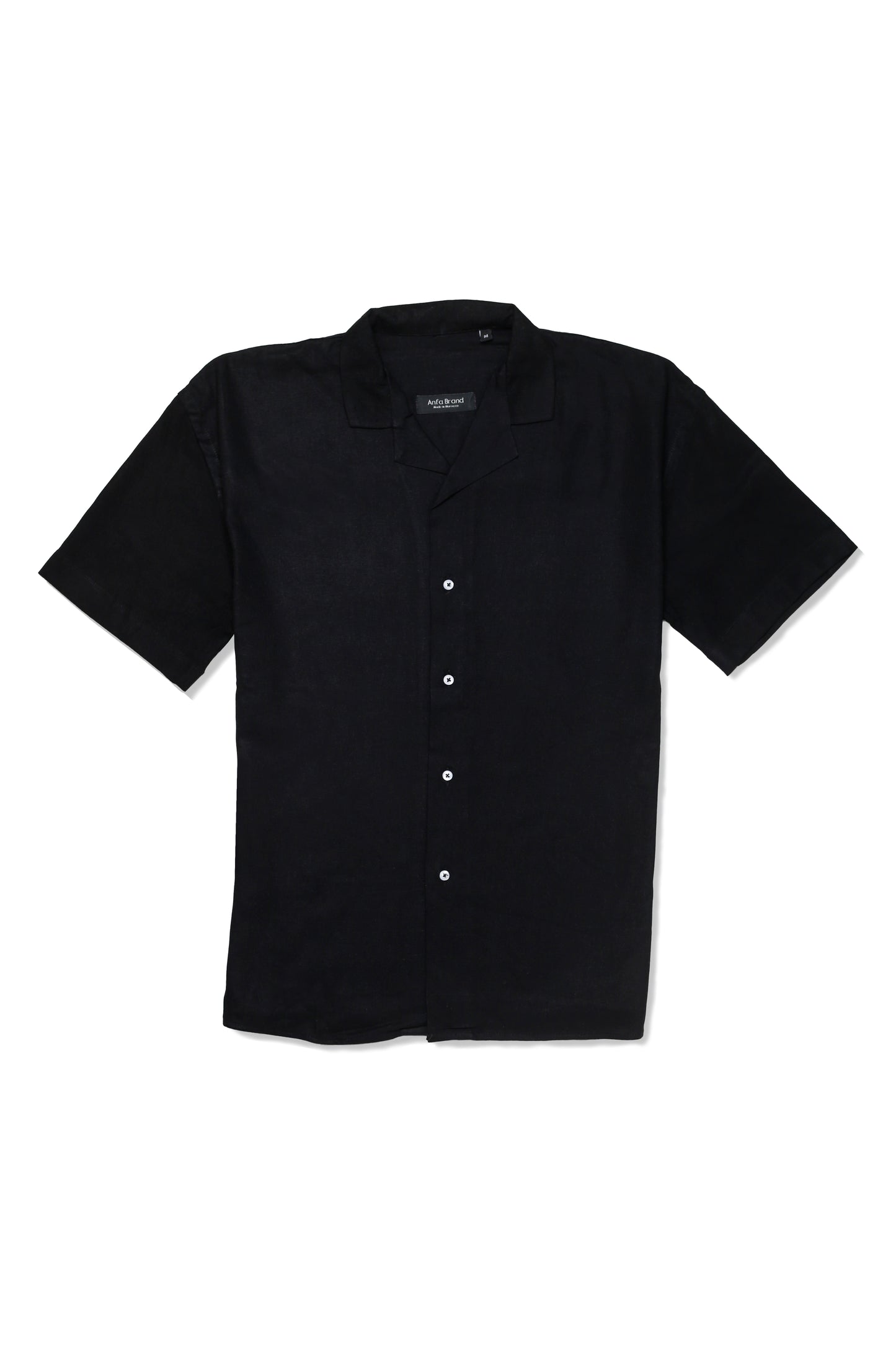 Ensemble Homme en Lin Noir – Chemise Col Cubain & Pantalon à Cordon