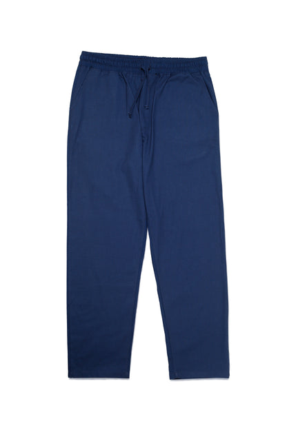 Ensemble Homme en Lin Bleu Majorelle – Chemise Col Cubain & Pantalon à Cordon
