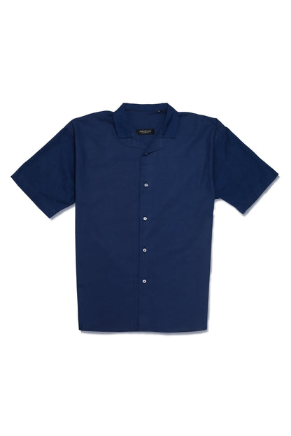 Ensemble Homme en Lin Bleu Majorelle – Chemise Col Cubain & Pantalon à Cordon