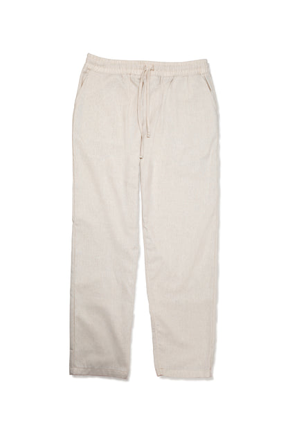 Ensemble Homme en Lin Écru – Chemise Col Cubain & Pantalon à Cordon