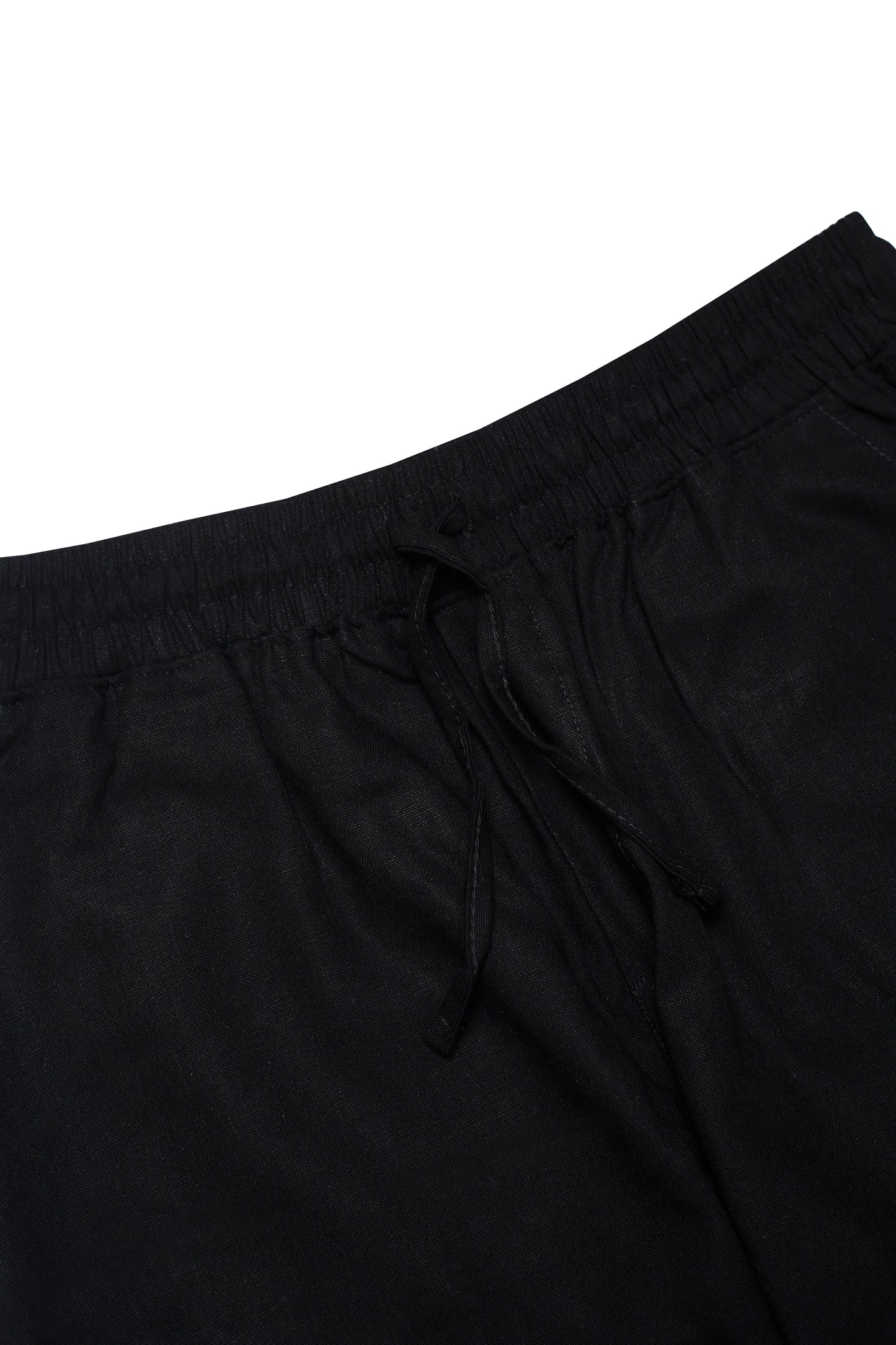 Ensemble chemise col mao & short en lin – Noir intemporel