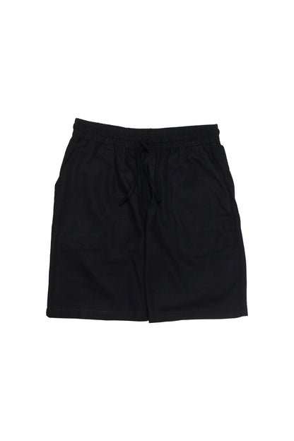 Ensemble chemise col mao & short en lin – Noir intemporel