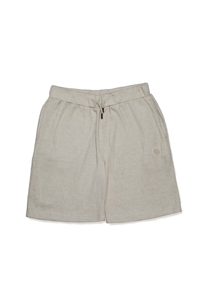 Ensemble Homme en Maille Texturée Sable – T-shirt Col Rond & Short à Cordon