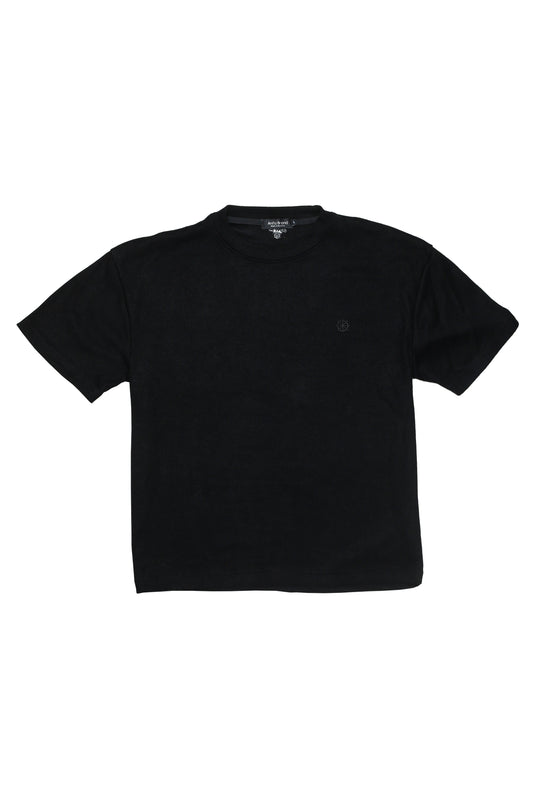Ensemble Homme en Maille Texturée Noir – T-shirt Col Rond & Short à Cordon