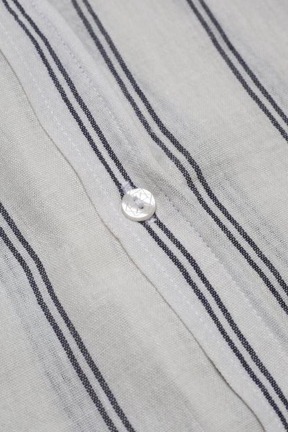 Chemise Homme en Lin à Rayures – Col Mao Chic & Léger