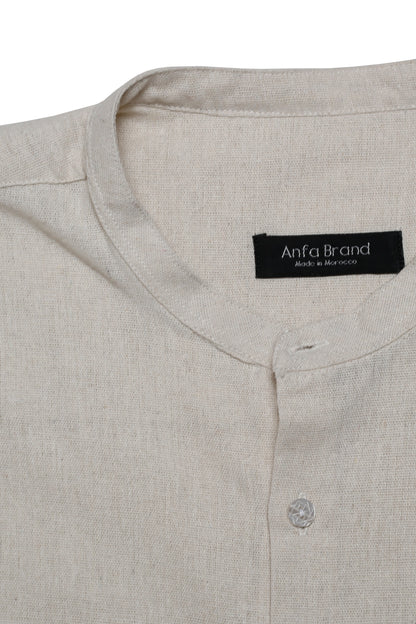 Ensemble col mao & short – Beige sable, élégance naturelle