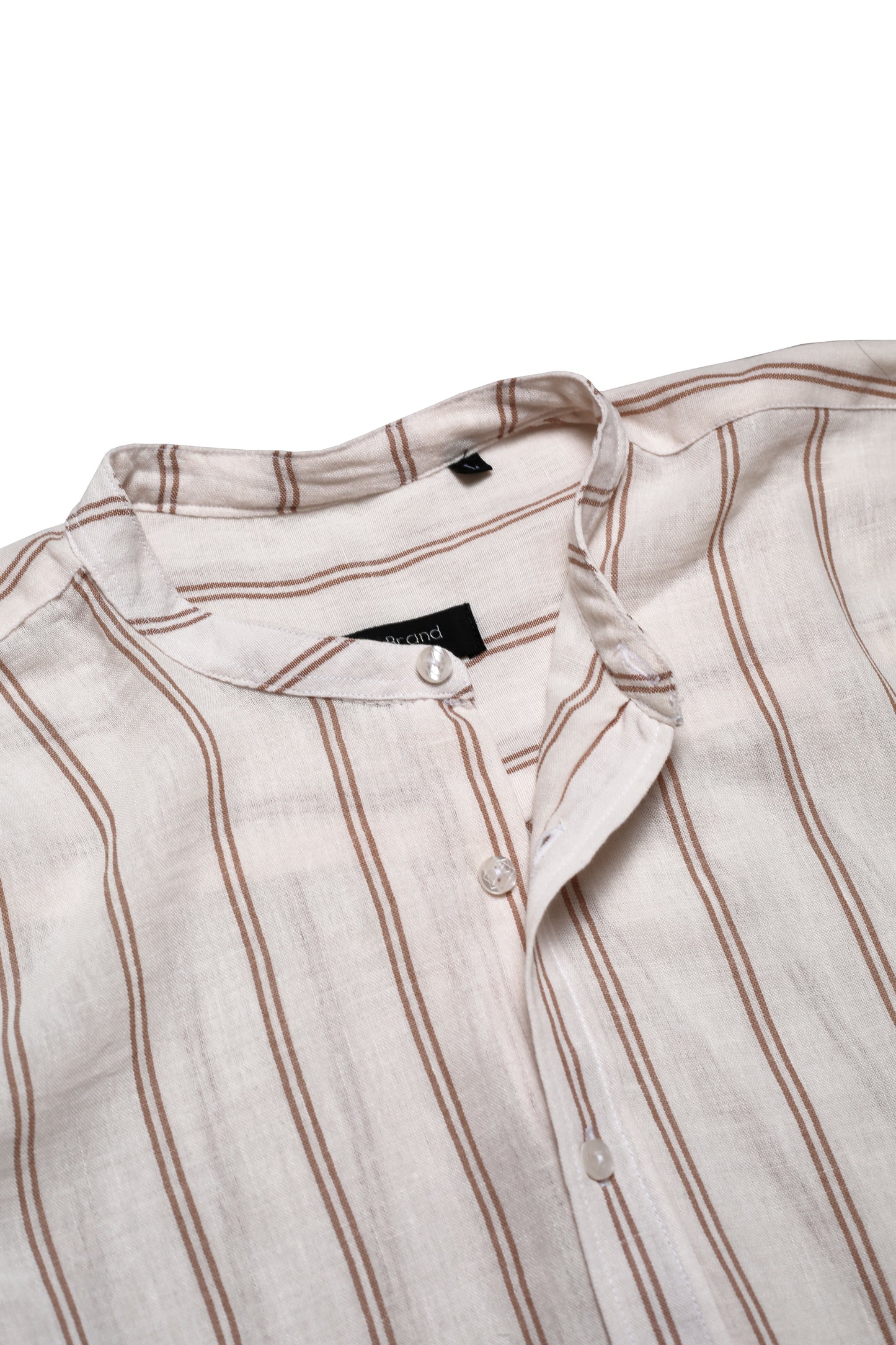 Chemise Homme en Lin à Rayures – Col Mao Chic & Léger