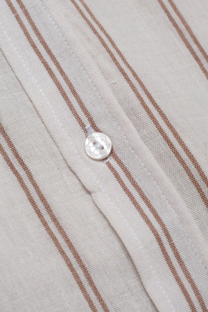 Chemise Homme en Lin à Rayures – Col Mao Chic & Léger