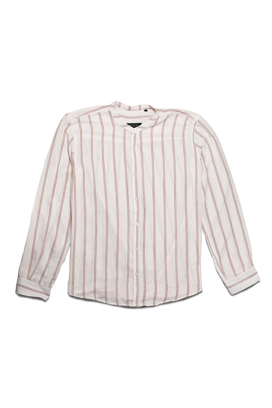 Chemise Homme en Lin à Rayures – Col Mao Chic & Léger